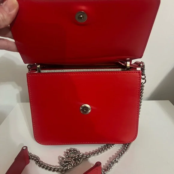 Like New Salar Fringed Red Leather Crossbody Bag Purse with Multicolor Layers - Picture 8 of 13